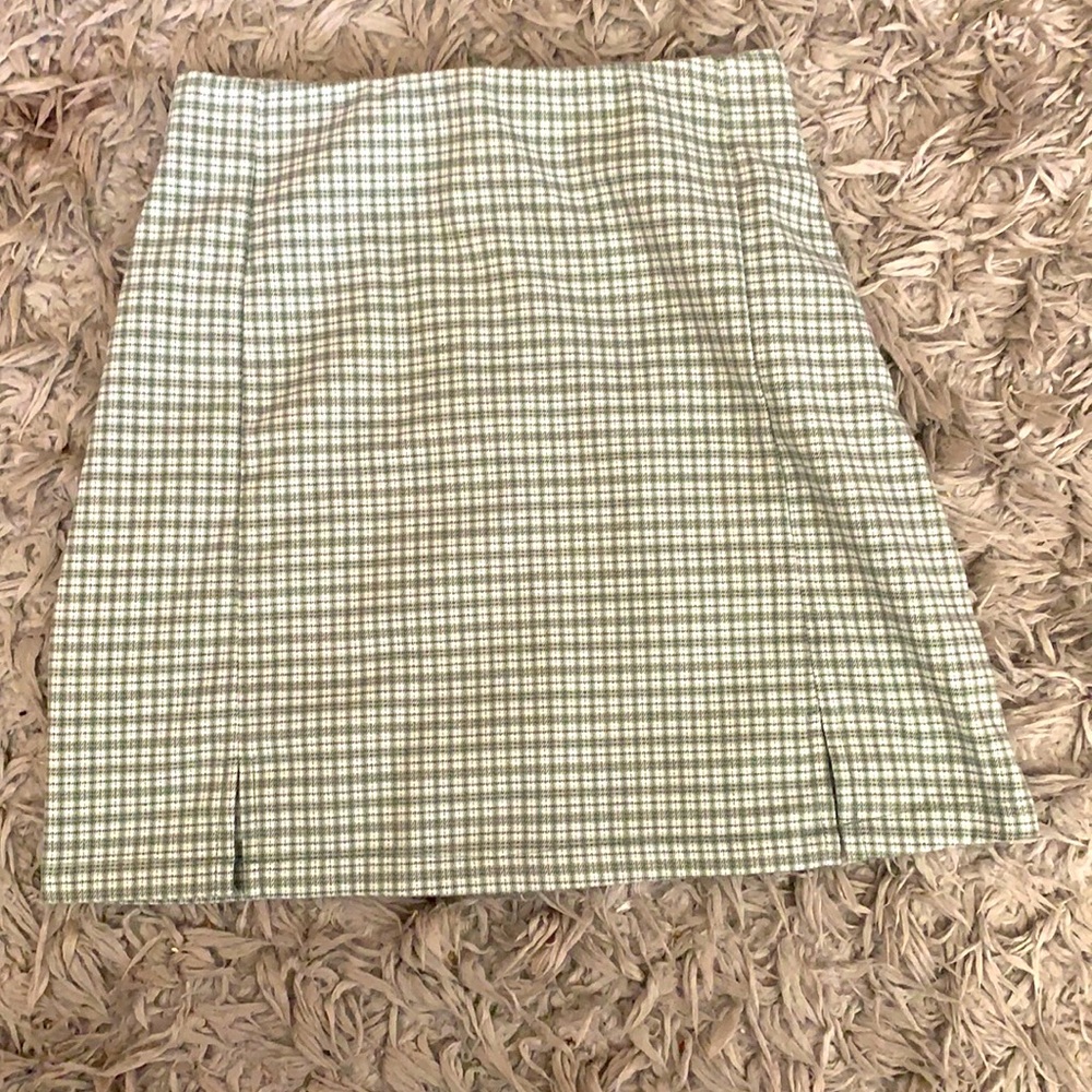 Brandy Melville green plaid Cara skirt